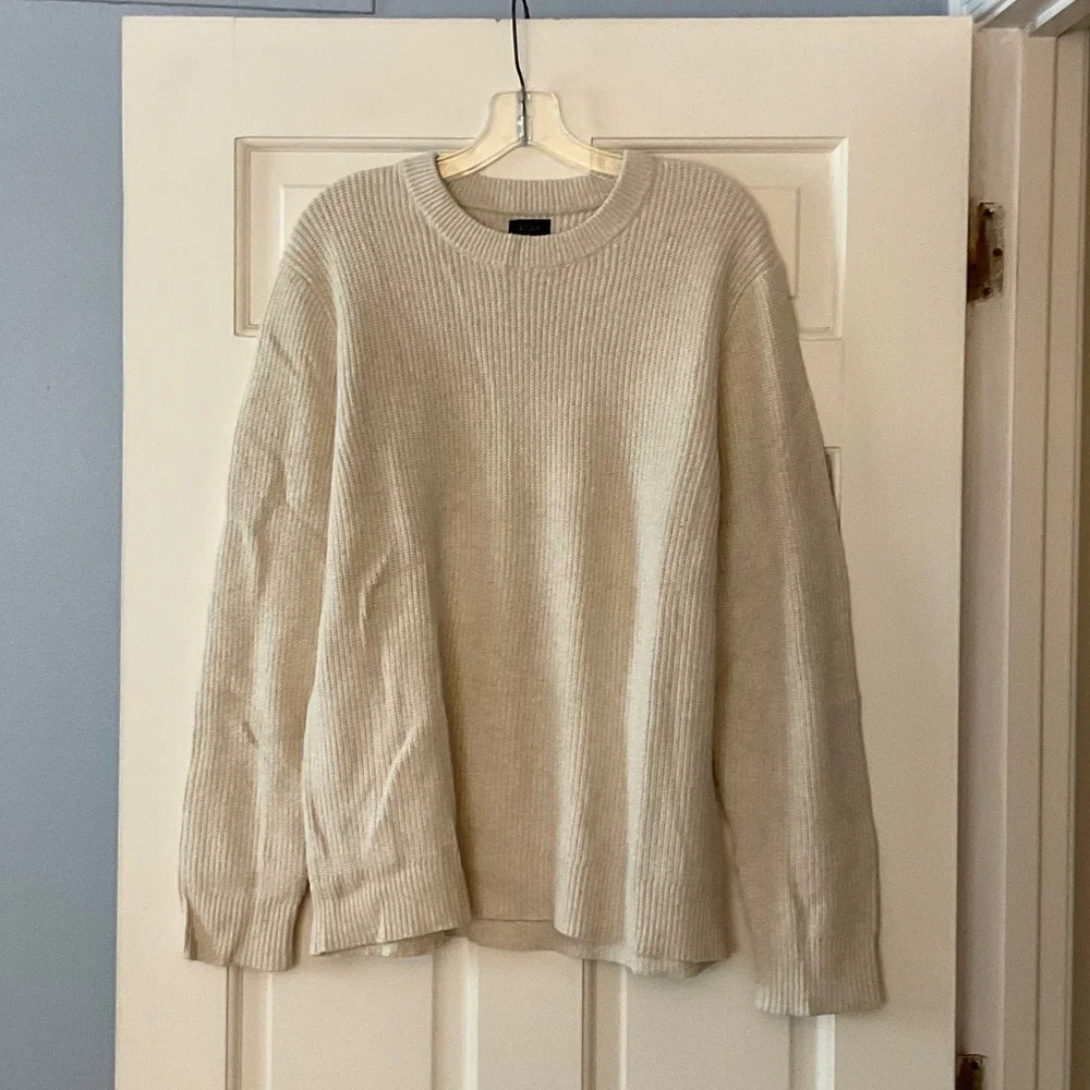 J.Crew Shaker-stitch crewneck sweater Fisherman heather oatmeal men's medium NWT
